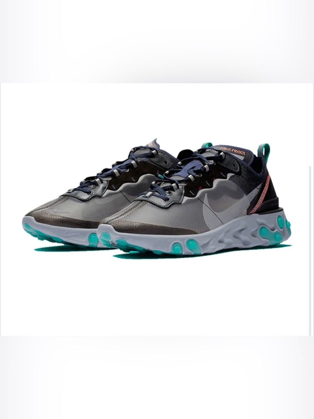 Nike React Element 87 Sneakers Men’s Size 12 – Neptune Green/Navy/Grey/Teal